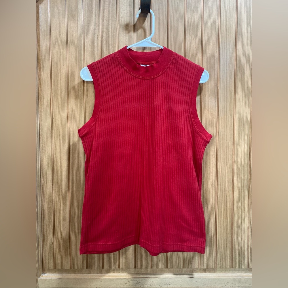 Columbia Women's Red Sleeveless Ribbed Mock-Neck Top - Picture 2 of 7